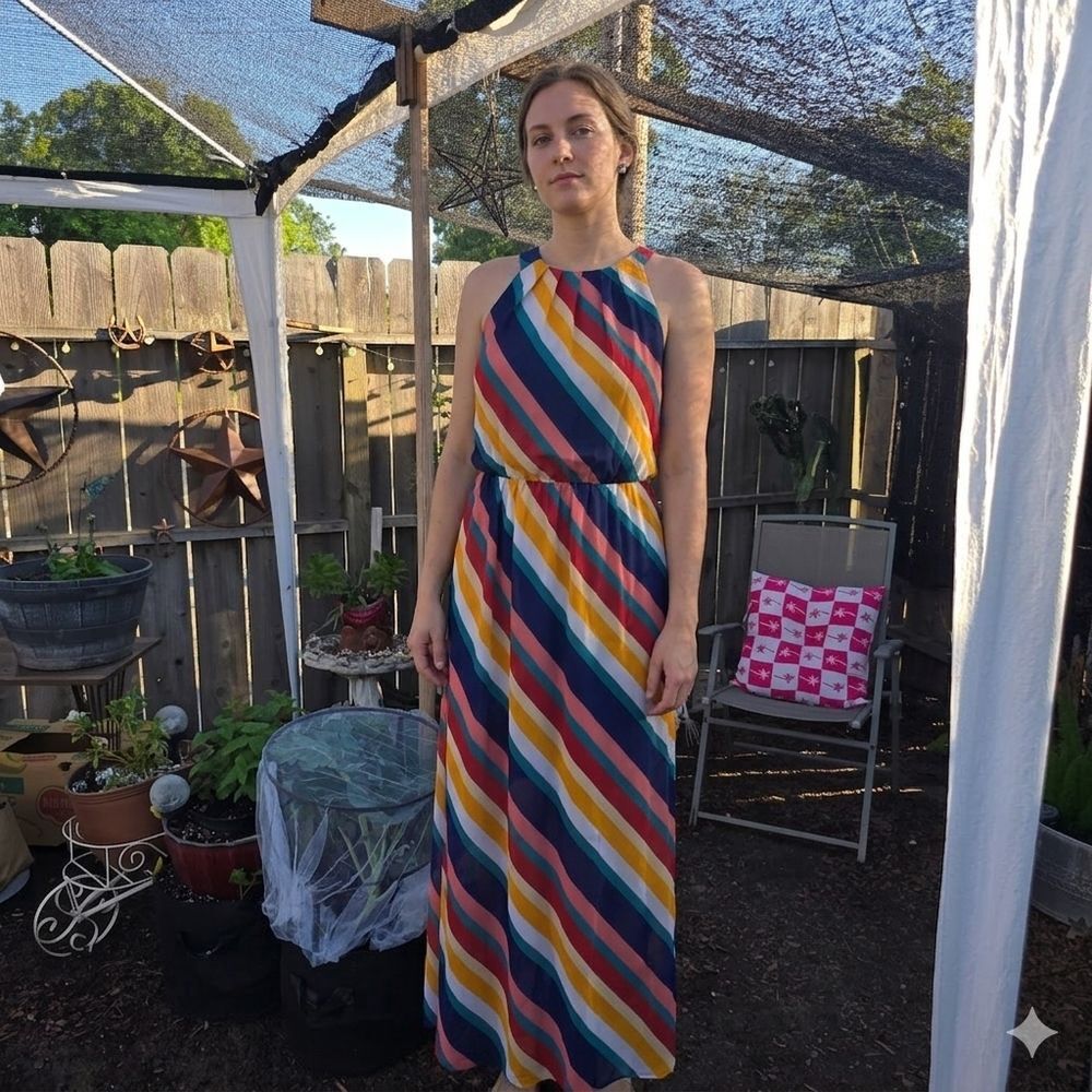 Women’s Multicolor Striped Halter Maxi Dress Apt 9 XL